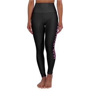 GOLDSHEEP Black Pink Live‎ Out Loud Letter Graphic Leggings Size XL Pull On